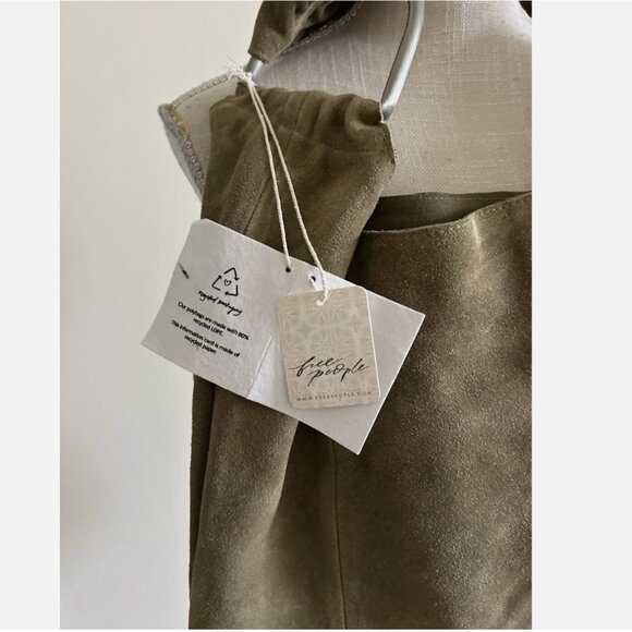 Free People NWT Bobbi Slouch Suede Leather Sand Color Tote - Picture 4 of 11